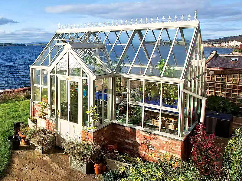 Glass greenhouse, glass greenhouse for garden , steel and glass structure